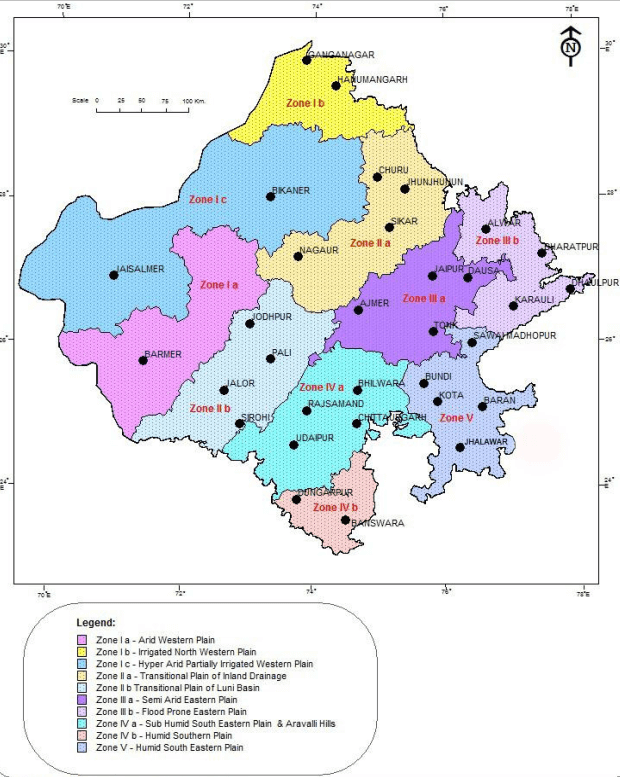 map of Agro-climatic Zones of Rajasthan GOR