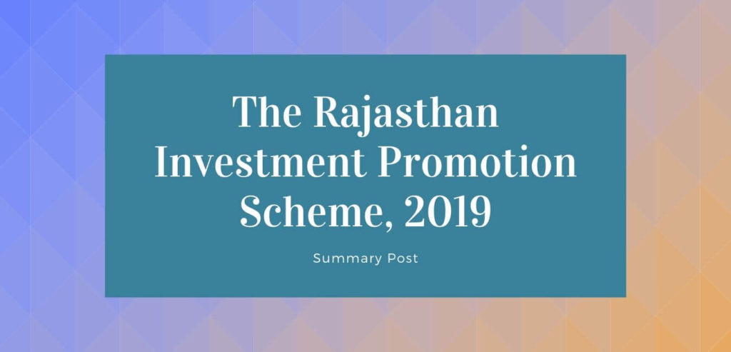 Rajasthan Investment Promotion Scheme 2019 Download PDF